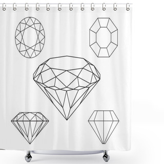Personality  Diamonds Wireframe On White Background Shower Curtains