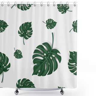 Personality  Pattern Of Green Palm Leaves Seamless Isolated On White Background , Vector Shower Curtains