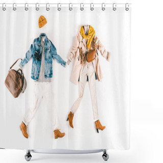 Personality  Stylish Clothes And Footwear Shower Curtains