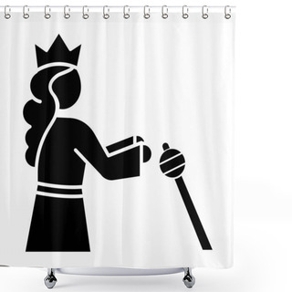 Personality  Queen Esther Bible Story Glyph Icon. Persian Queen In Crown. Rel Shower Curtains