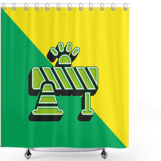 Personality  Barricade Green And Yellow Modern 3d Vector Icon Logo Shower Curtains