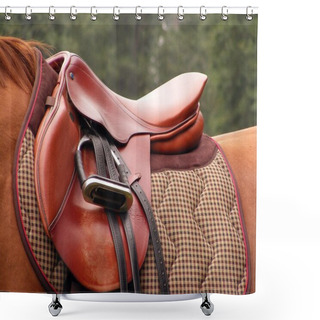 Personality  Red Saddle On The Horse Shower Curtains
