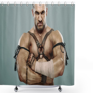 Personality  Muscular Male Portrait Of Ancient Warrior Shower Curtains