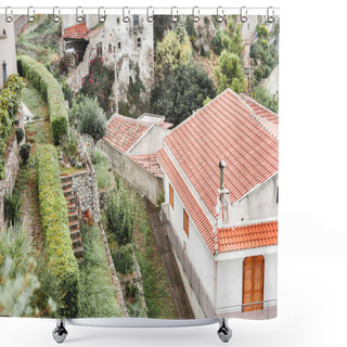 Personality  Selective Focus Of Small Houses On Hills Near Plants And Trees In Sicily  Shower Curtains