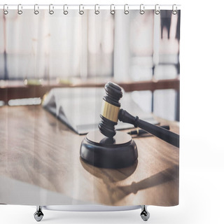 Personality  Scales Of Justice And Gavel On Sounding Block, Object And Law Bo Shower Curtains