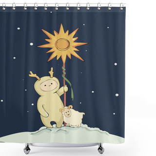 Personality  Vector Card With Christmas Carols Shower Curtains