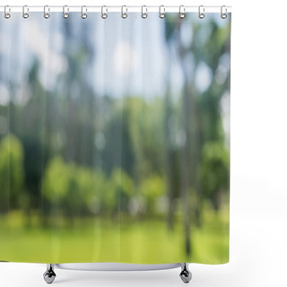 Personality  Fresh Green Bio Background With Abstract Blurred Foliage And Bright Summer Sunlight Shower Curtains