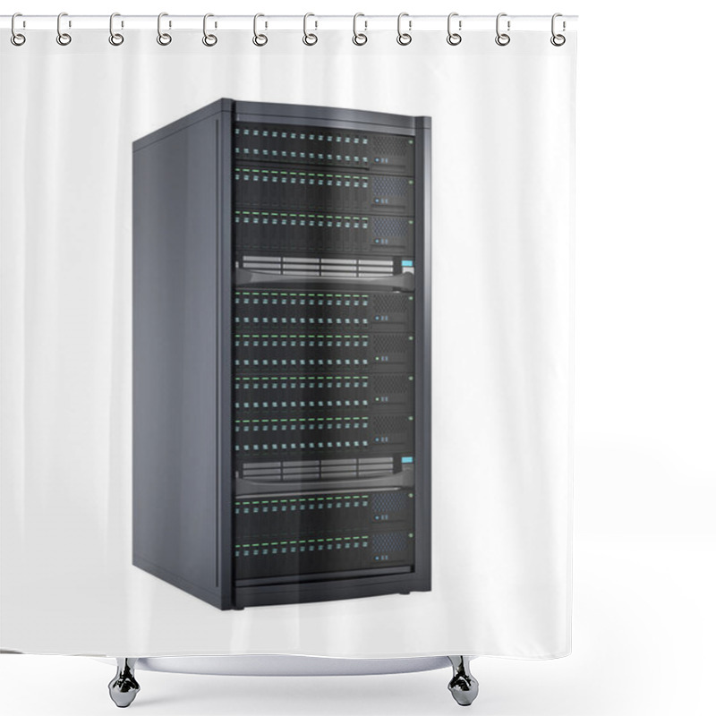 Personality  Single Blade Server Rack Isolated On White Background. Shower Curtains