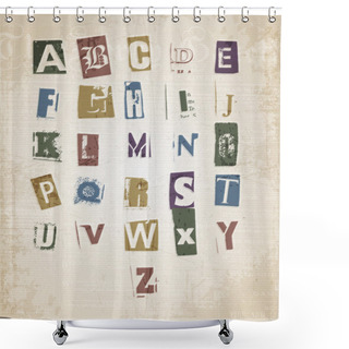 Personality  Sketched Alphabet Set Vector Illustration Shower Curtains