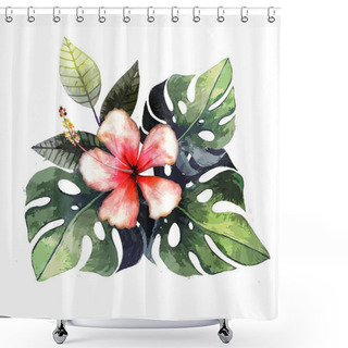 Personality  Hand Drawn Watercolor Tropical Plants. Shower Curtains