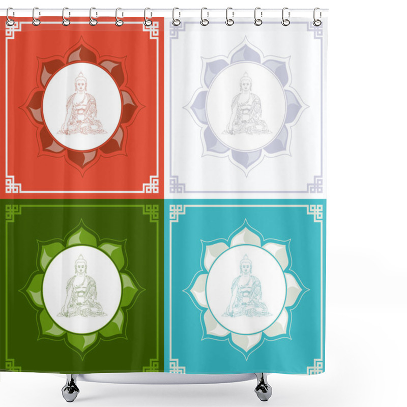 Personality  Silhouette Of Buddha In A Lotus Shower Curtains