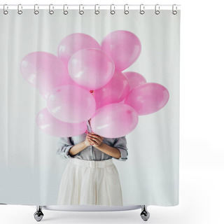 Personality  Woman Holding Balloons Shower Curtains