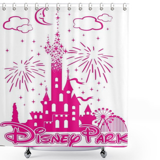 Personality  Disney's Castle Amidst Amusement And Fireworks Shower Curtains