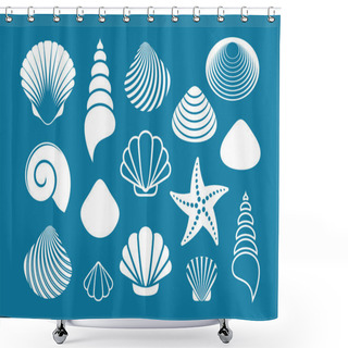 Personality  White Sea Shells And Starfish Shower Curtains