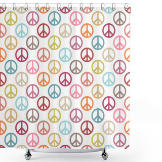Personality  Seamless Pattern Round Peace Icon Different Retro Colors Shower Curtains