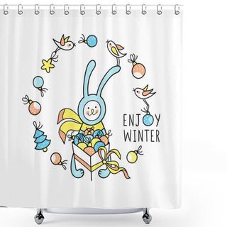 Personality  Cute Enjoy Winter Gift Card Shower Curtains