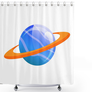 Personality  Vector Stylized Planet Saturn Isolated Cartoon Vector Image Astronomic Logo Image Media Glyph Icon Shower Curtains