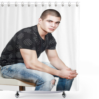 Personality  Confident Young Handsome Man Shower Curtains