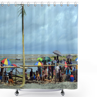 Personality  Visitors At Traditional Dance Mask Festival Papua New Guinea Shower Curtains