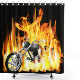 Personality  Chopper With Flames Shower Curtains
