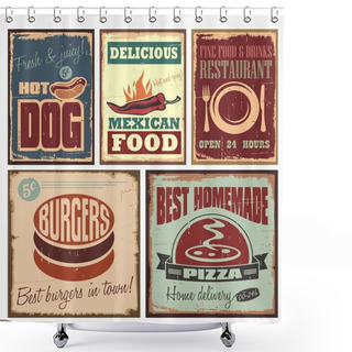 Personality  Vintage Style Tin Signs And Retro Posters Shower Curtains