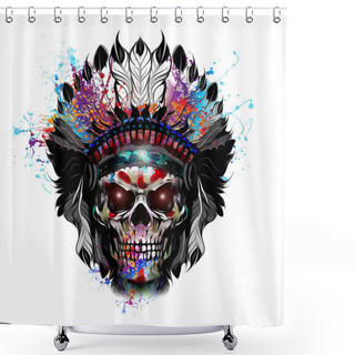 Personality  Hand-drawn Indian Skull Shower Curtains