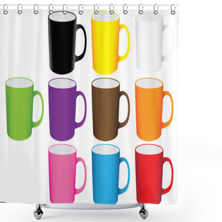 Personality  Set Of Mugs Vector Shower Curtains