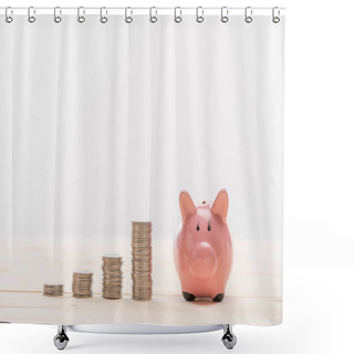 Personality  Coins And Piggy Bank  Shower Curtains