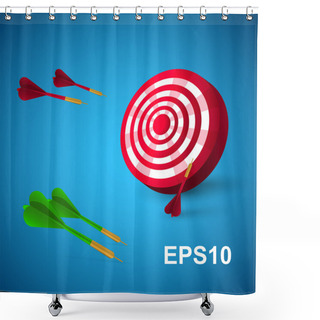 Personality  Colorful Darts With A Target. Vector Illustration. Shower Curtains