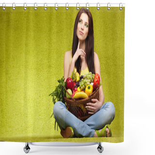 Personality  Fruits And Vegetables Shopping Shower Curtains