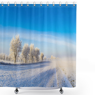 Personality  White Icy Trees In Snow Covered Landscape Shower Curtains