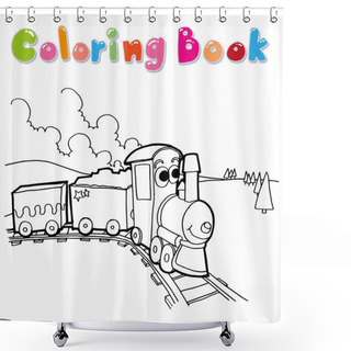 Personality  Train Coloring Page Cartoon Vector Shower Curtains