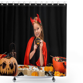 Personality  Little Devil With Halloween Sweets Shower Curtains