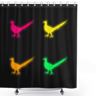 Personality  Bird Peasant Animal Shape Four Color Glowing Neon Vector Icon Shower Curtains