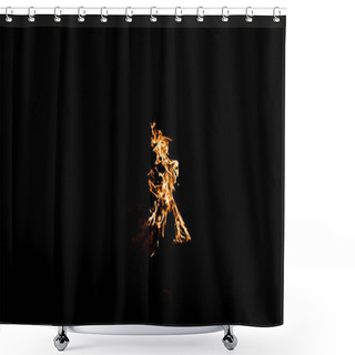 Personality  Orange Flame In Bonfire Isolated On Black Shower Curtains