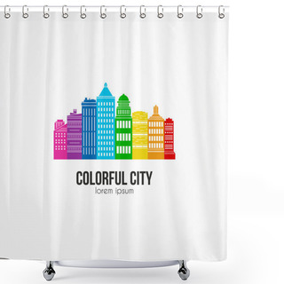 Personality  Illustration Of Office Buildings Shower Curtains