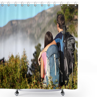 Personality  Couple Hiking Looking At View Shower Curtains