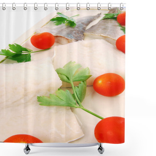 Personality  Pieces Of Cod With Tomatoes And Parsley Shower Curtains