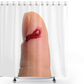 Personality  Bleeding From Cut Finger Shower Curtains