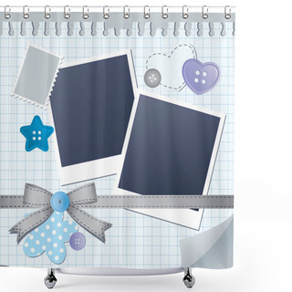 Personality  Blue Frame For Photos Shower Curtains