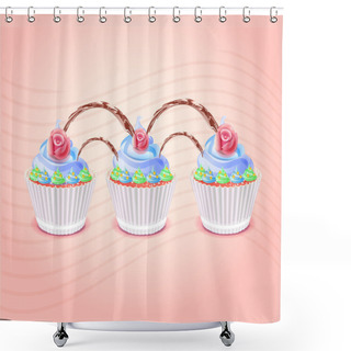 Personality  Birthday Cakes Vector Illustration  Shower Curtains