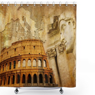 Personality  Great Roman Empire - Conceptual Collage In Retro Style Shower Curtains