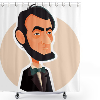 Personality  Abraham Lincoln Vector Caricature Illustration Shower Curtains