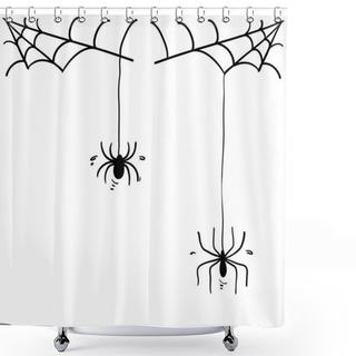 Personality  Spider Web Illustration With Handddrawn Doodle Style Shower Curtains