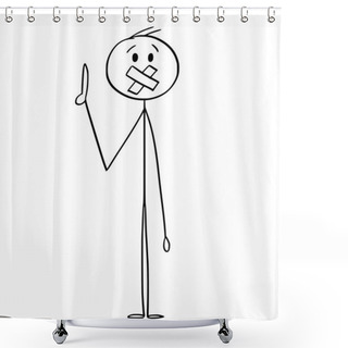 Personality  Cartoon Of Speaking Man Or Businessman With Mouth Taped Over By Tape Shower Curtains