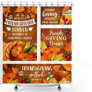 Personality  Friendsgiving Potluck Dinner, Thanksgiving Day Shower Curtains