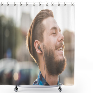 Personality  Young Handsome Bearded Hipster Man Shower Curtains