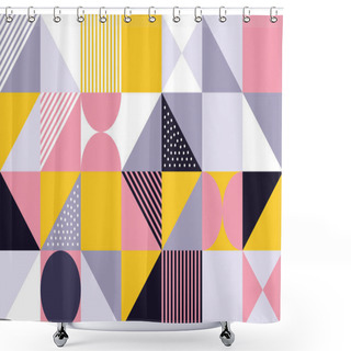 Personality  Geometric Pattern Design Of Vector Scandinavian Abstract Color Or Swiss Geometry Prints Background With Rectangles, Squares And Circles Shower Curtains
