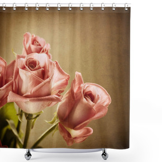 Personality  Beautiful Pink Roses. Vintage Styled. Sepia Toned Shower Curtains