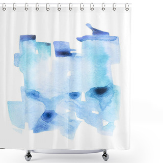Personality  Abstract Painting With Blue Watercolor Paint Strokes On White  Shower Curtains